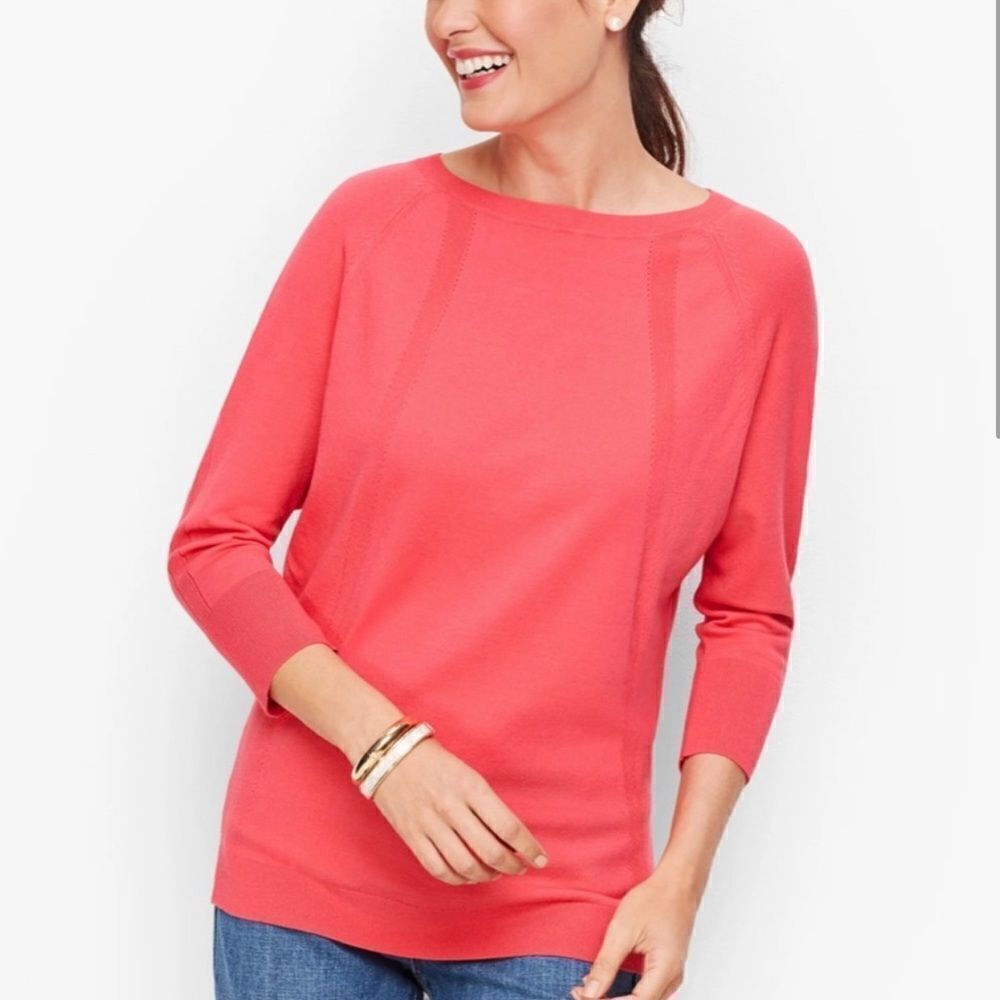 Talbots sweater pink size XL 3/4 sleeve lightweight shirt pullover